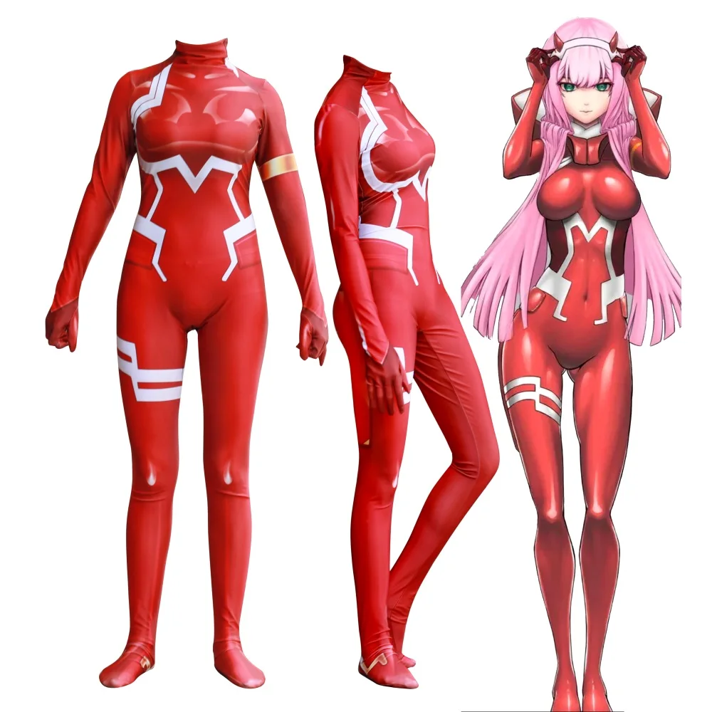 Женский детский аниме 3D женский любимый в FRANXX 02 Zero Two костюм для косплея Zentai боди