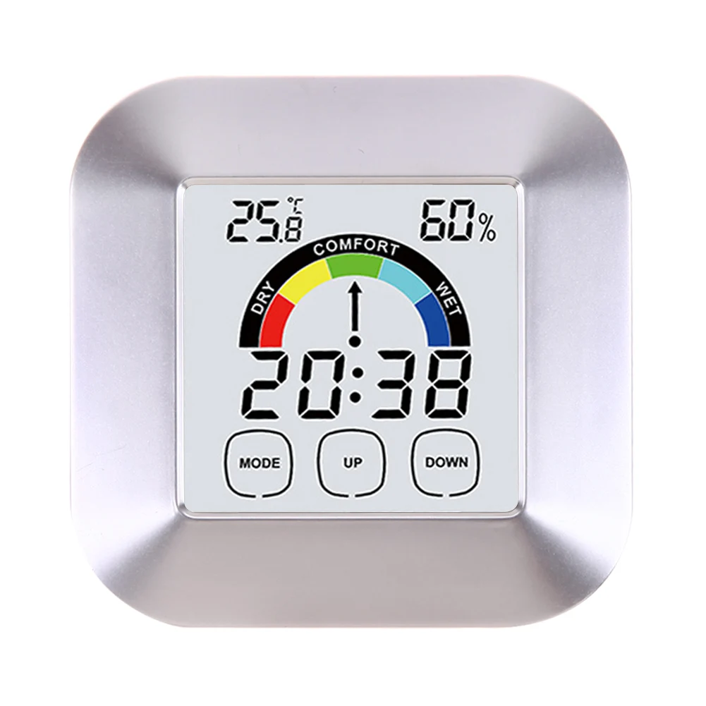 

Home Digital Coloful LCD Touch Screen Travel Alarm Clocks Desk Thermometer Humidity Calendar Desk Clock
