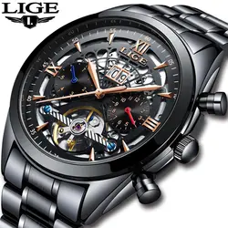 LIGE мужские часы лучший бренд класса люкс мужские военные спортивные часы Tourbillon водостойкие часы Relogio Masculino Автоматические Проигрыватели