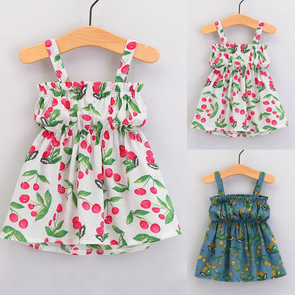 T Dress For Girls Sleeveless Summer Girl Print Children Ruched Teenage Kids Clothes 1 2 3 4 5 Year 6.26 | Детская одежда и обувь