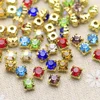 100pcs 6mm Colorful Mix color Gold Base Sew On Stone With Claws Plated Setting Chatons Crystal Glass Stones Dress Decoration ► Photo 1/6