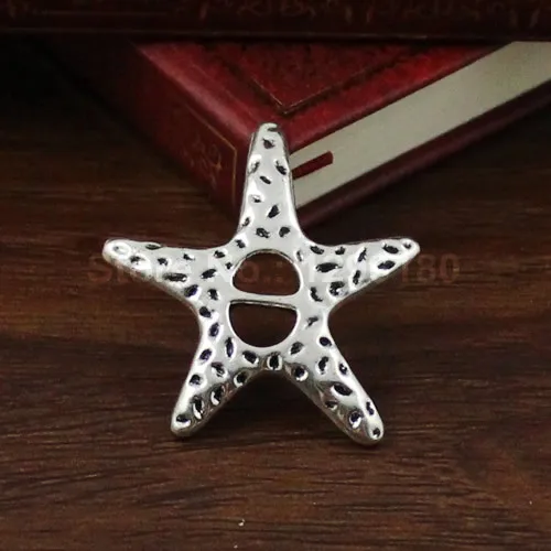 

30pcs/lot Silver Tone Slider Starfish for Bracelet Necklace Cord Beads watch Chain Beads DIY Accessory 35x33mm fit:6x4mm K01580
