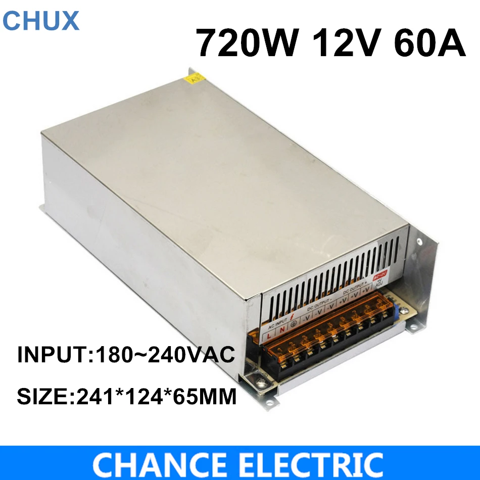 

720W 12V 60A power switching power supply 720W 12V 60A switching power supply AC to DC for LED strip light(S-720-12)