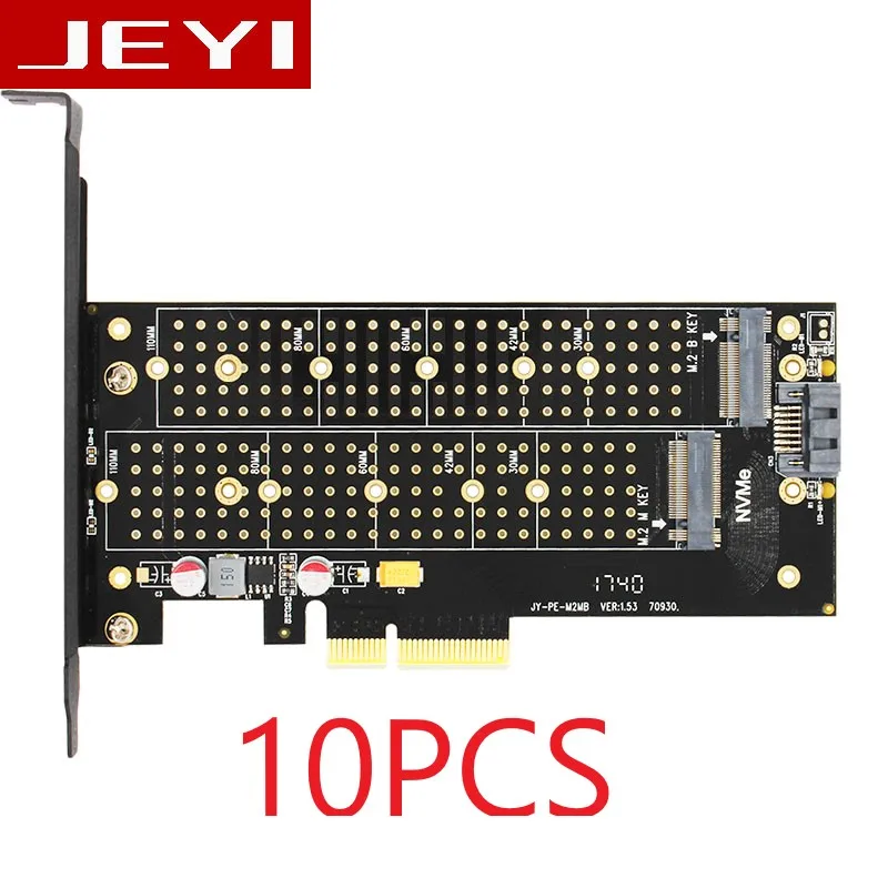 JEYI SK7 M.2 NVMe SSD NGFF TO PCI-E X4 adapter M Key B KEY Dual interface card Suppor PCI Express3.0 voltage 12v+3.3v SATA3 | Компьютеры и