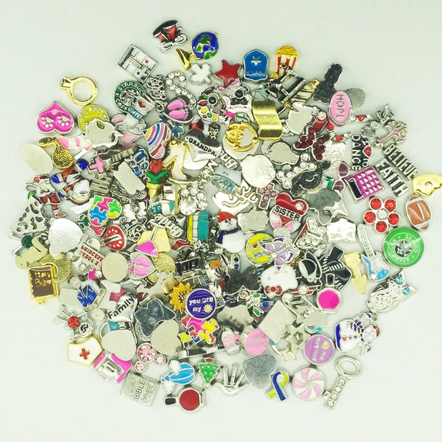 200pcs lot Good Quality New Types Mixed Different Floating Charms For 