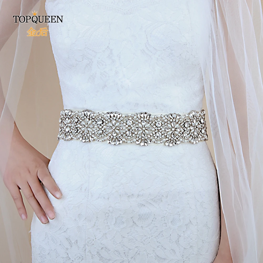

TOPQUEEN S04B Iuxury Bridal belt Women's Rhinestones belt Crystals Bride Waist Wedding belt for girlfriend wedding dress belt