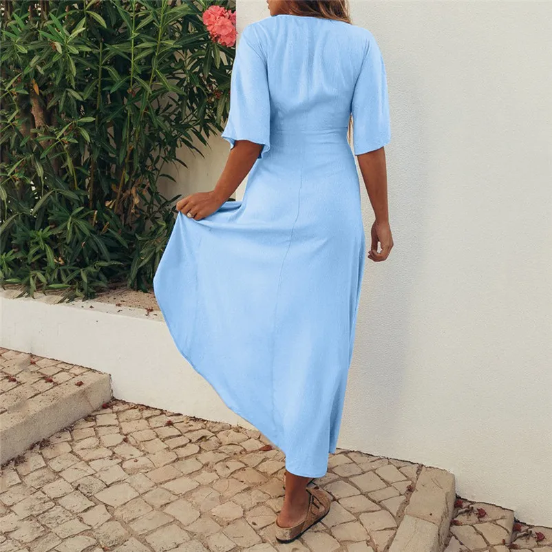 HOT sell Fashion summer dress 2018 beach dress Women Boho Casual Long Maxi Evening Party Beach Dress Sundress vestido Y20#N (8)