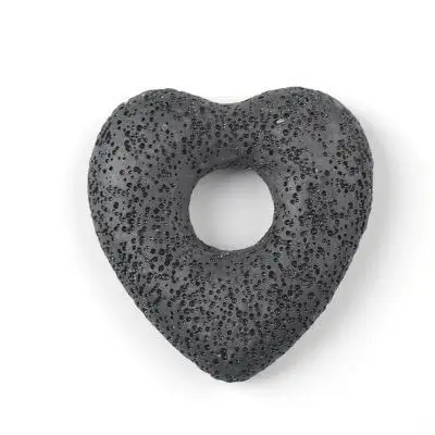 Бусины из вулканического камня, натуральный камень, большое сердце, Полые Подвески, бусины из лавы для самостоятельного изготовления ювелирных изделий, ожерелья - Цвет: Черный