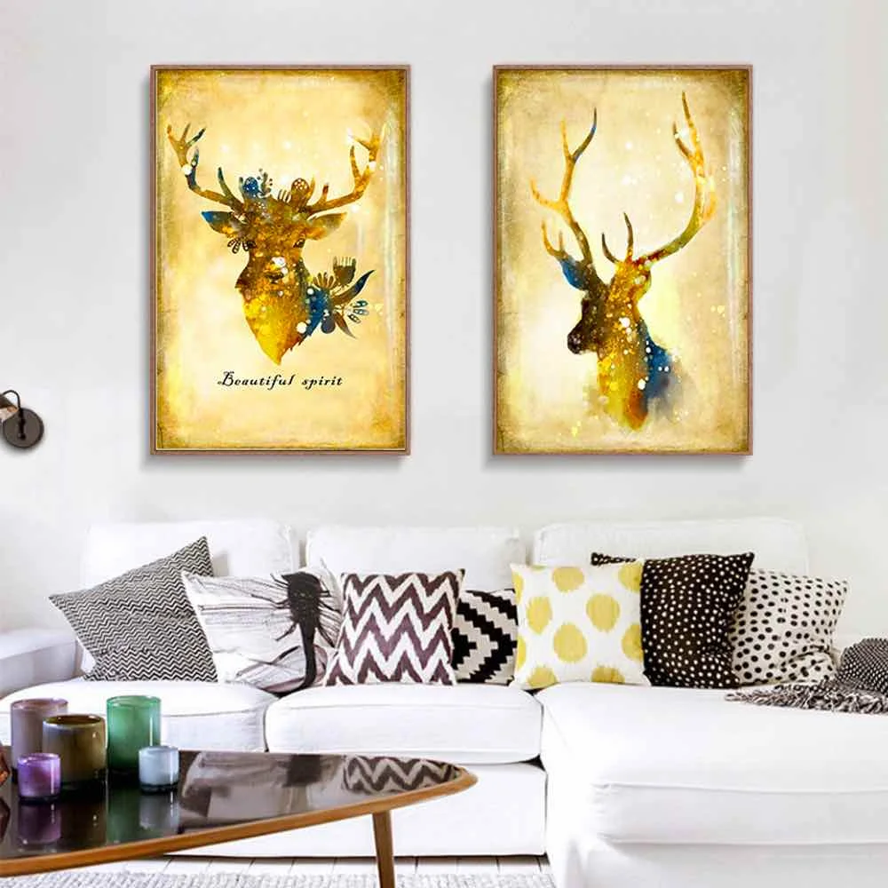 Рождественский постер HAOCHU Moose Head для гостиной домашний декор с принтом простая