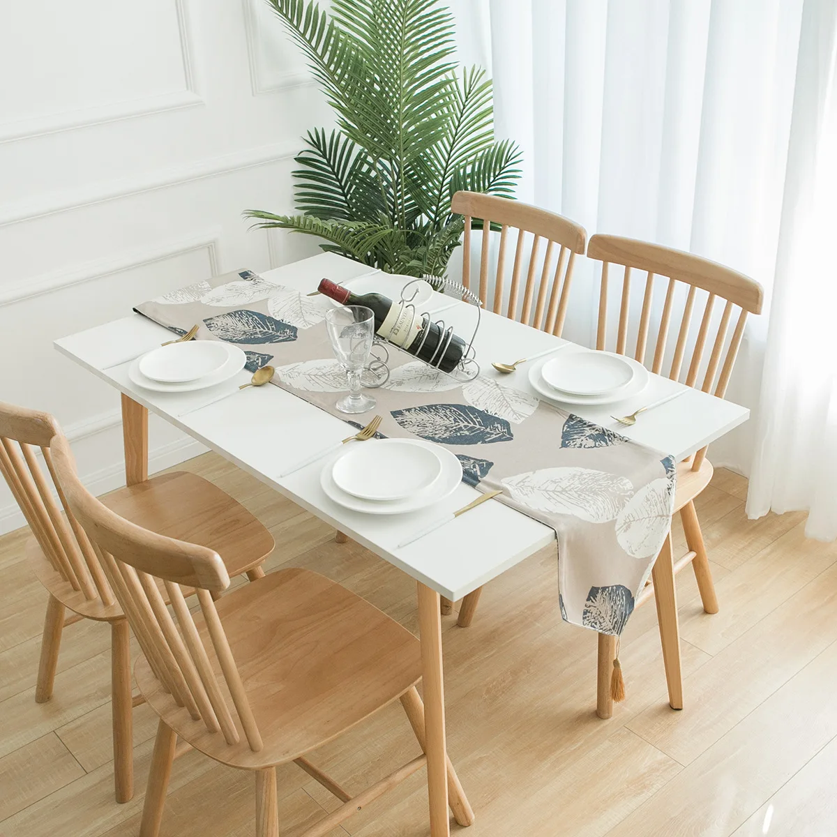 

Bohemian Leaf Pattern Table Runner Modern Rural Style Home Decor Family Table Decoration Accessories Leave Place Mat Table Mat
