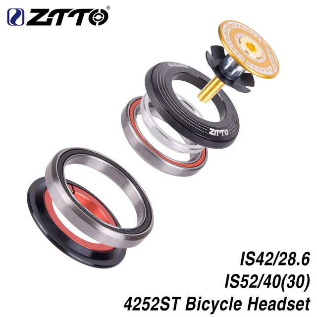 4252ST MTB велосипед дорожный велосипед гарнитура 42 41,8 52 мм 1 1/" 1 1/2" коническая прямая вилка встроенный угловой контактный подшипник дешево - Цвет: 4252ST Gold