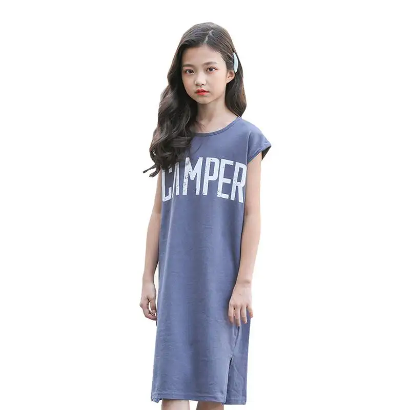 

Kids Girls Dresses 2019 Summer Casual New Vest Princess Dresses Children T-shirt Dresses Girls Blouse Tops Outfits 5-13Y