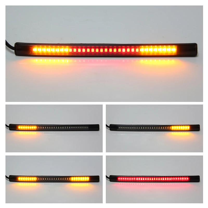 

48 LEDs Motorcycle Soft Rubber Light Bar Strip Tail Brake Stop Turn Signal Lights License Plate Light 3014 SMD Universal