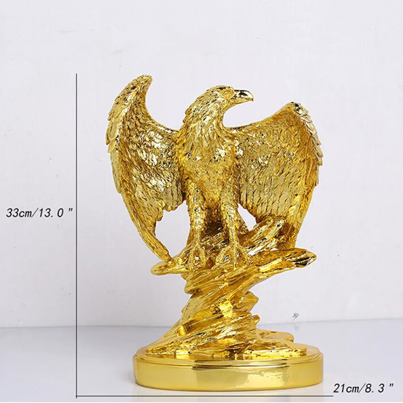 Gold Color Eagle Ornaments Spread Wings Eagle Trophy Figurines Crafts Home Office Decoration Resin Animal Miniature Model Gifts