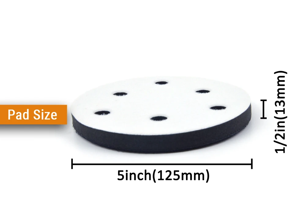 2 шт. 5 дюймов (125 мм) 6-Hole мягкая губка интерфейс колодки для шлифовальных колодки и крюк и петля шлифовальные диски для неровной полировки