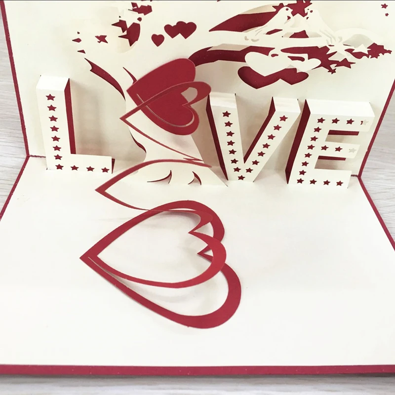 1 шт. 3D выдвижные поздравительные открытки с лазером Love Tree конвертом