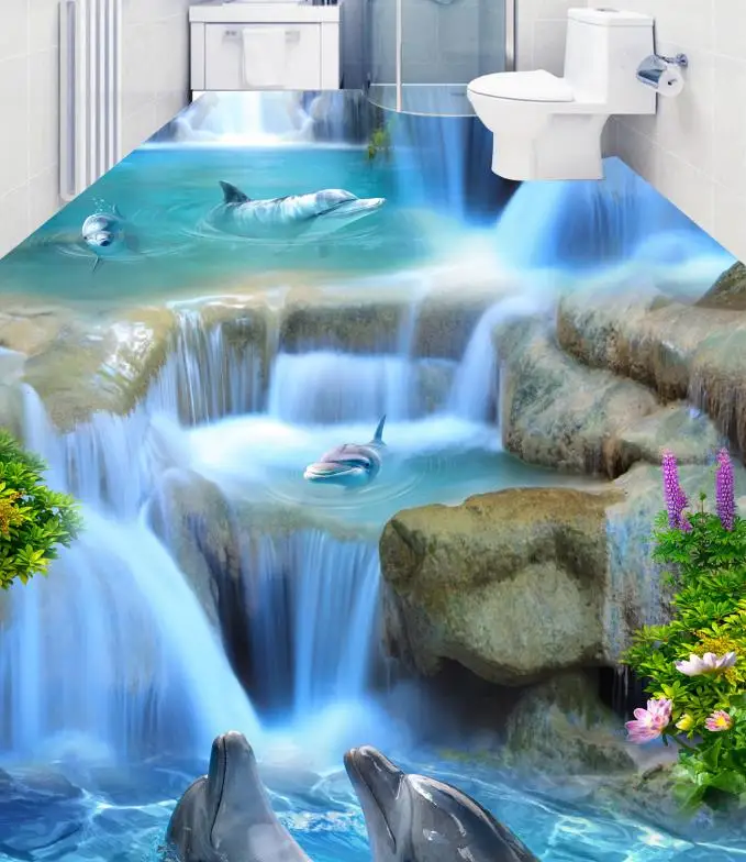 Customize Water Dolphins Wallpapers For Living Room pvc Self Adhesive