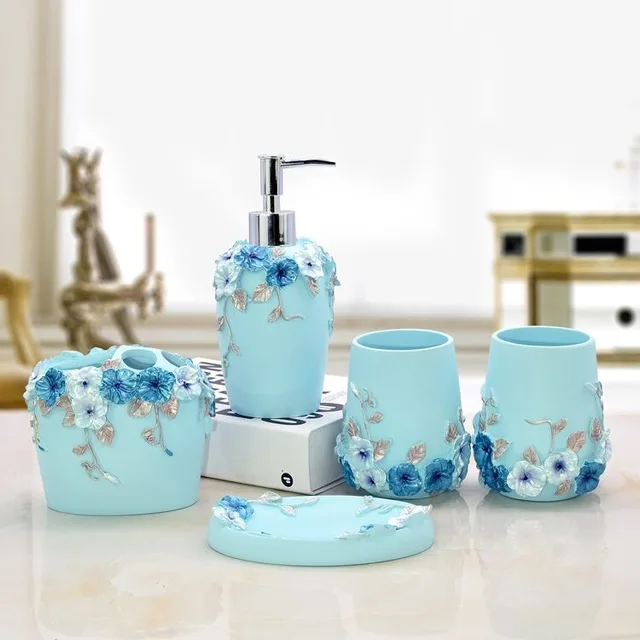 Набор из 5 предметов banheiro/Набор для мытья ванной комнаты из смолы/диспенсер для мыла/держатель зубной пасты/стакан/набор для ванной свадьбы