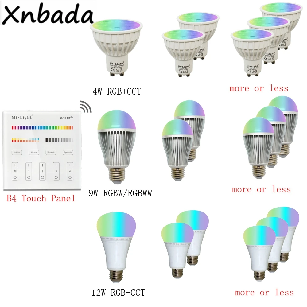 Milight MiBoxer 2 4G Светодиодная лампа с регулируемой яркостью 4 Вт 5 6 9 12 MR16 GU10 E27 RGBW RGBWW RGB +