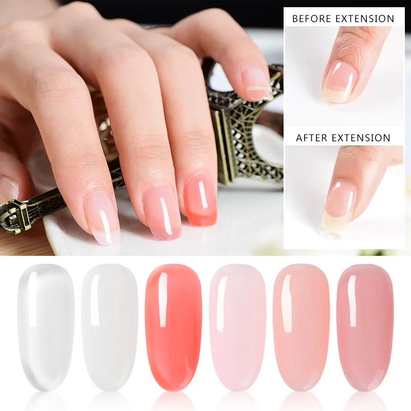 Быстросъемный гель для наращивания ногтей RBAN NAIL прозрачный розовый нюдовый УФ