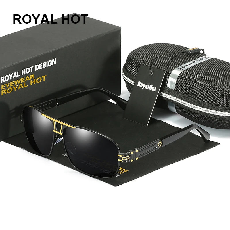 Royal hot big frame metal driving Polarized uv400 sunglasses