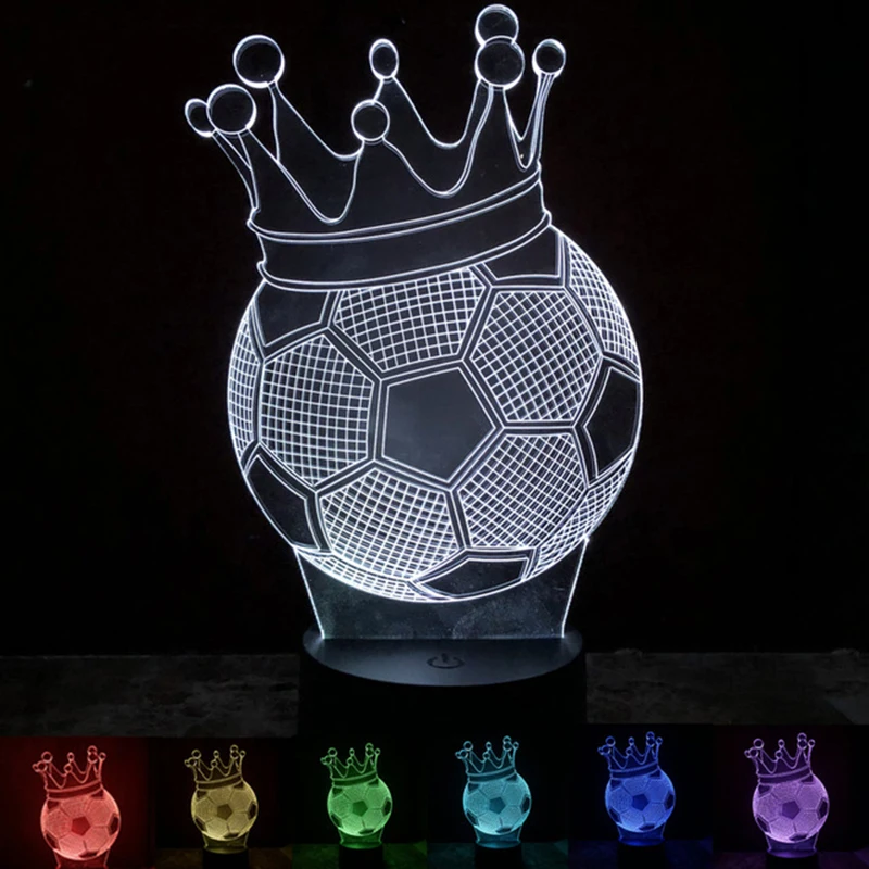  Football 3D Table Lamp Soccer Led Night Lights Colorful Bedside Bedroom Home Desk Decoration Lumina