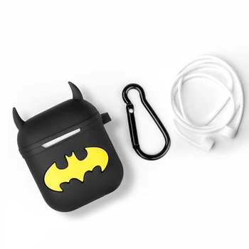 

Earphone Cases For Apple AirPods 2 1 Soft Silicone Case For Apple Air Pods 1 2 Cute Cartoon Batman airpods Case With Hooks