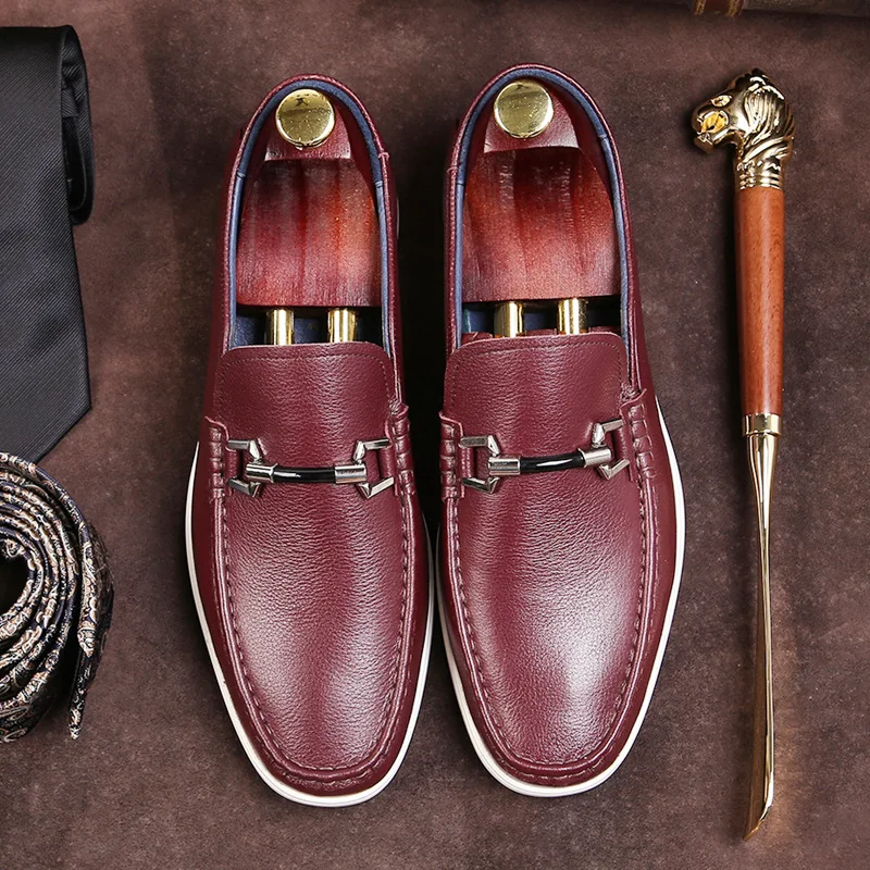 Otoño Grado Primavera Alto Capa Zapatos Superior caqui Casual Hombres Moda De Marrón Mocasines Cómodos Solo Y Los Cuero EIBSqwZq