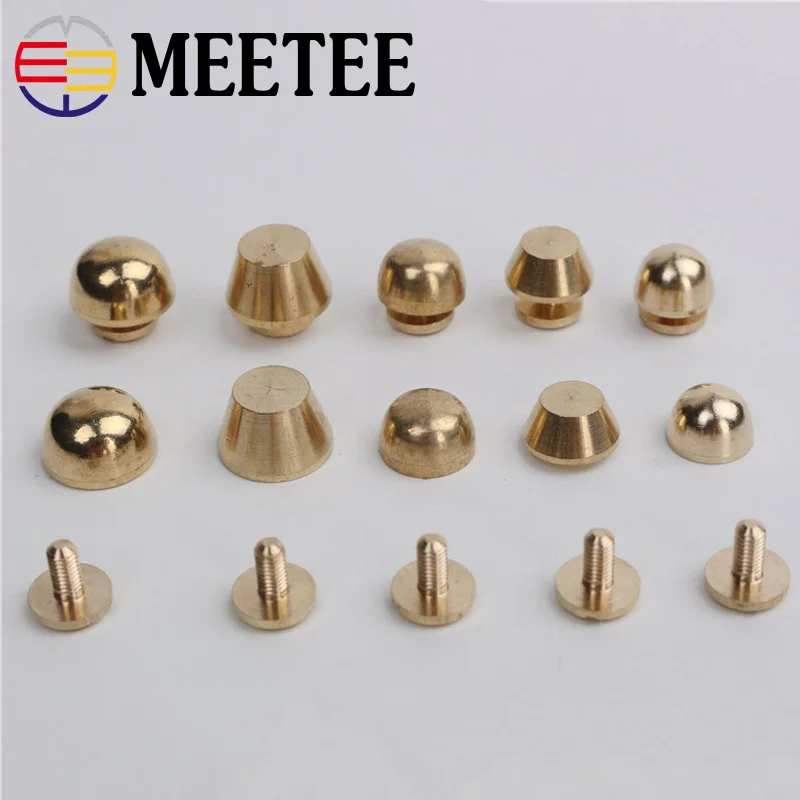 5Pcs Solid Brass Handbag Decorative Studs Button Round Head Rivet Screw