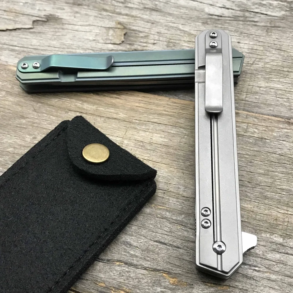 LDT QSE-13lt Folding Knife D2 Blade Titanium Handle Knives Ball Bearing Outdoor Pocket Tactical Rescue Survival Knife EDC Tools