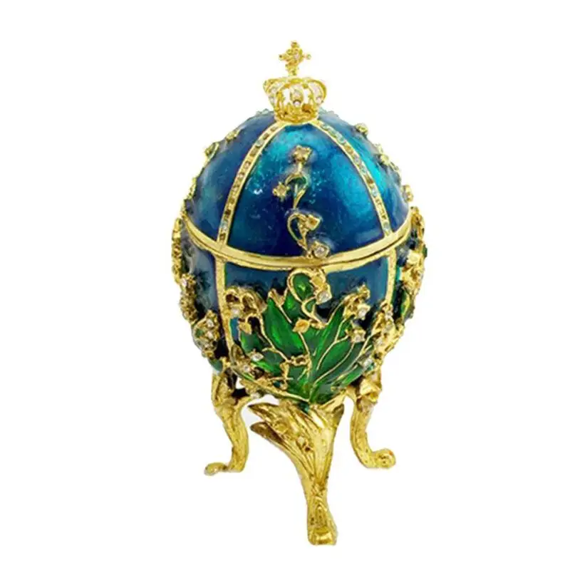 Русский Faberge яйцо Кристалл Bejeweled ювелирные изделия кольцо брелок драгоценный ящик для хранения пасхальные яйца Коллекционные сувениры Свадебный дисплей - Цвет: 04