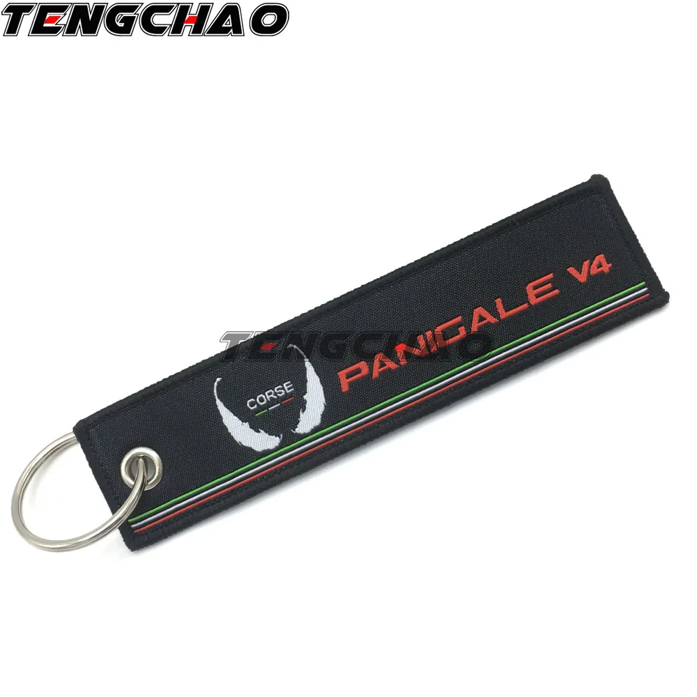 

Fashion Motorcycle Key Chain For Ducati Panigale V4 PanigaleV4 Woven Key Ring Tag Label Chain Black Car Keychain Motor