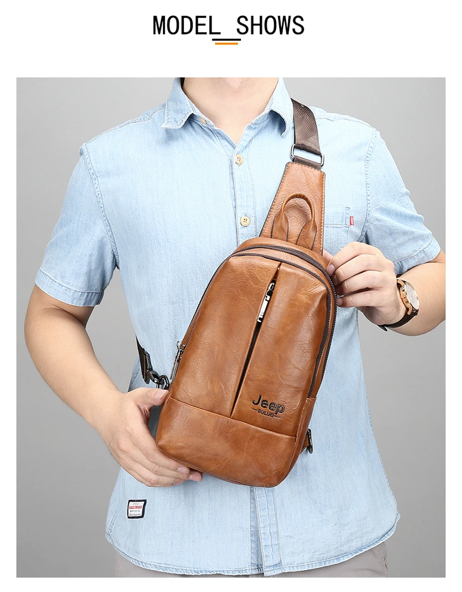 Мужская нагрудная повседневная сумка jeep buluo, оранжевая слинг-сумка для учебы, кожаная сумка, однолямочная заплечная сумка для студентов, все сезоны