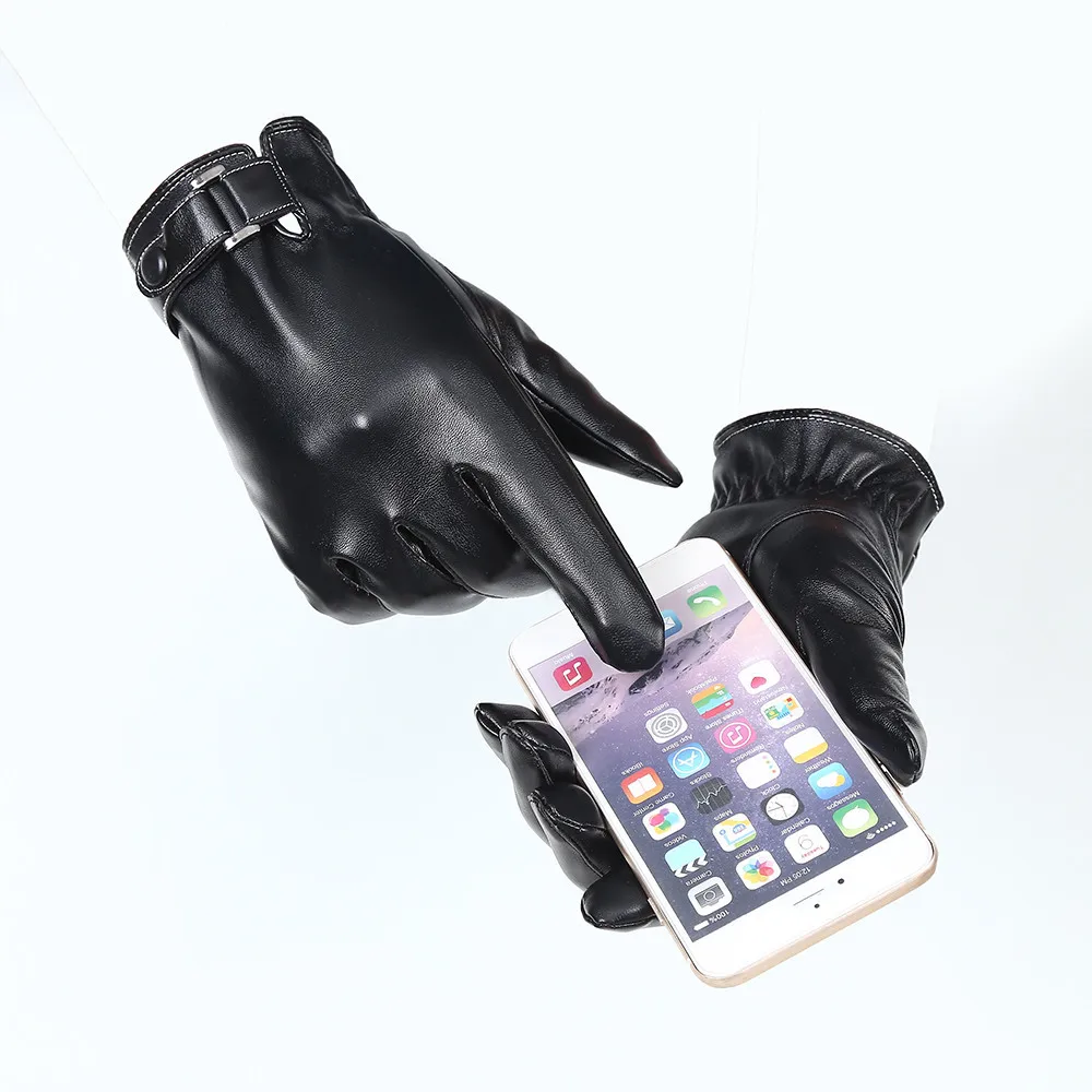 

Men's Windproof keep warm Waterproof Bicycle Leather Slip Plus Velvet Thickening Gloves Comfortable gloves L50/1225