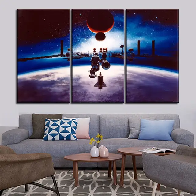 Us 3 36 51 Off Modern Wall Art Canvas Hd Print Painting 5 Piece Space Station Concept Artistic Modular Large Poster For Living Room Home Decor In