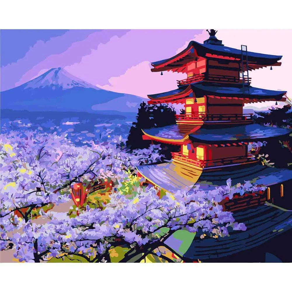40*50cm Mount Fuji Japanese style DIY painting by numbers on the wall