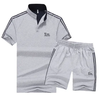 

2018 New Summer T Shirt Set Men Sportwear Suits Two Piece Sets Fashion Men's Suits T-shirt+Shorts Mens Suits Plus Size 8XL 9XL