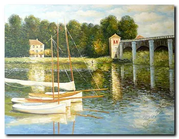 

Monet Handmade Impressionist Landscape Oil Painting Lake Home Decoration Wall Art In Stock Real Painting For Ship Free Shipping