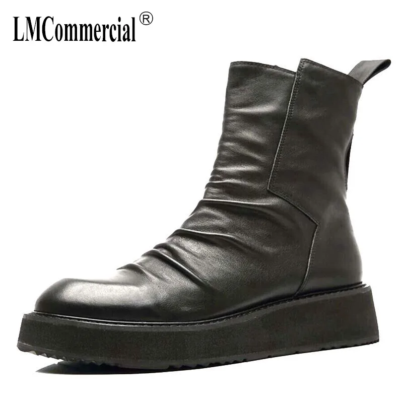 

Riding boots mens Genuine Leather British fashion zipper boots cowhide Chelsea boots autumn winter cowboy boots men's desert