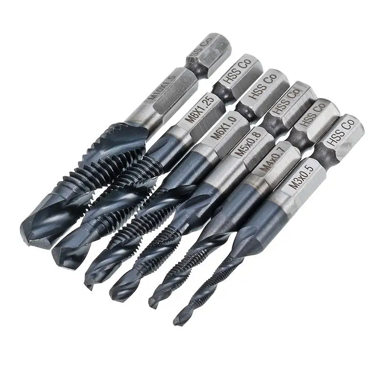 HRC89 Combination Drill Tap Bit Set TiAlN Coated Deburr Countersink
