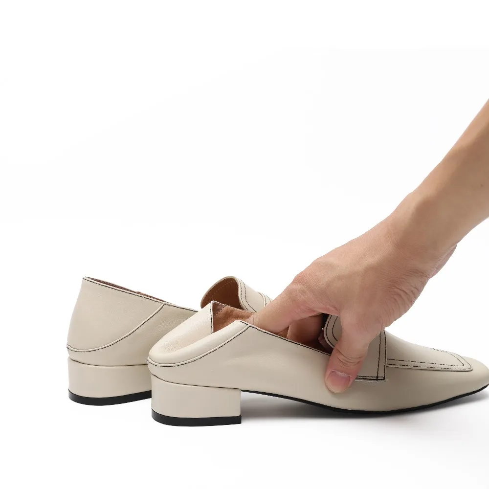 Taille Chaussures Beige Printemps 40 De Richelieu Automne Mocassins Dame Carré Femmes Glissement En Furtado 33 Véritable 2018 Mode Bout Sur Cuir Arden black xn1RqUfI