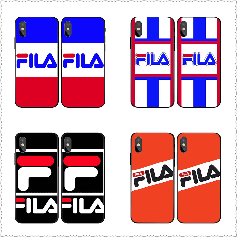 New Italy sport brand  phone Case For iphone X 7 8 Black silicone Sports FILA case For Samsung s7 s8 s9 Case