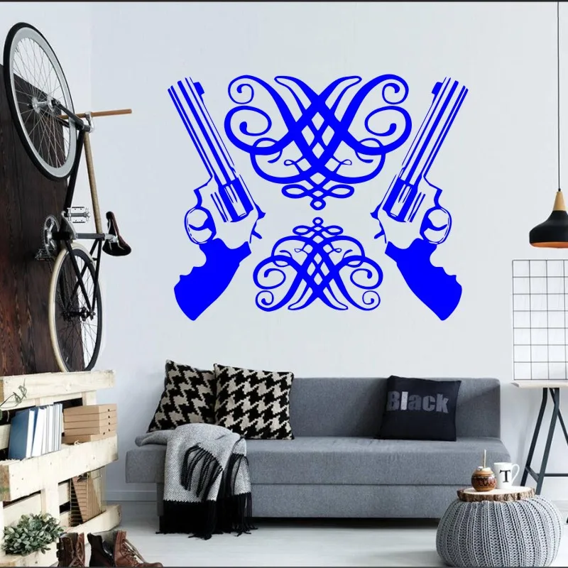 Removable Gun Wall Stickers Vinyl Decal Revolver Weapons Room Decal Art Vinyl Wall Sticker Papers A-25 Removable Gun Wall Stickers Vinyl Decal Revolver Weapons Room Decal Art Vinyl Wall Sticker Papers A-25