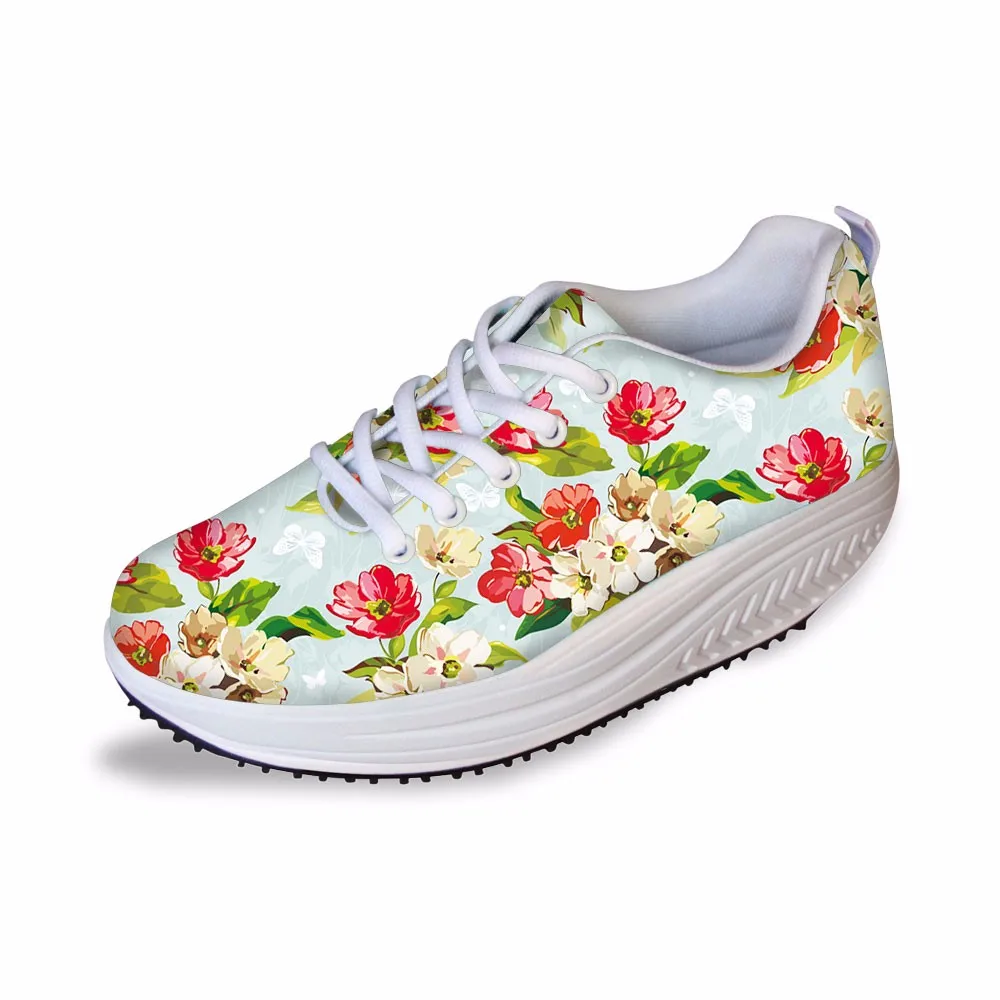 FORUDESIGNS/Женская обувь с цветочным принтом женская обувь на танкетке с полукруглой подошвой Весенняя повседневная женская обувь на платформе chaussure femme