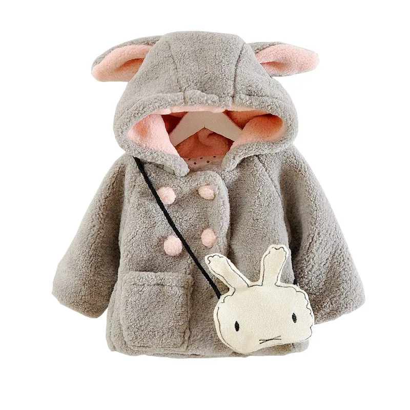 2018 warme Winter Baby Mädchen Fleece Verdicken Niedlichen Kaninchen Mit Kapuze Baumwolle Jacken Kinder Outwear Mäntel