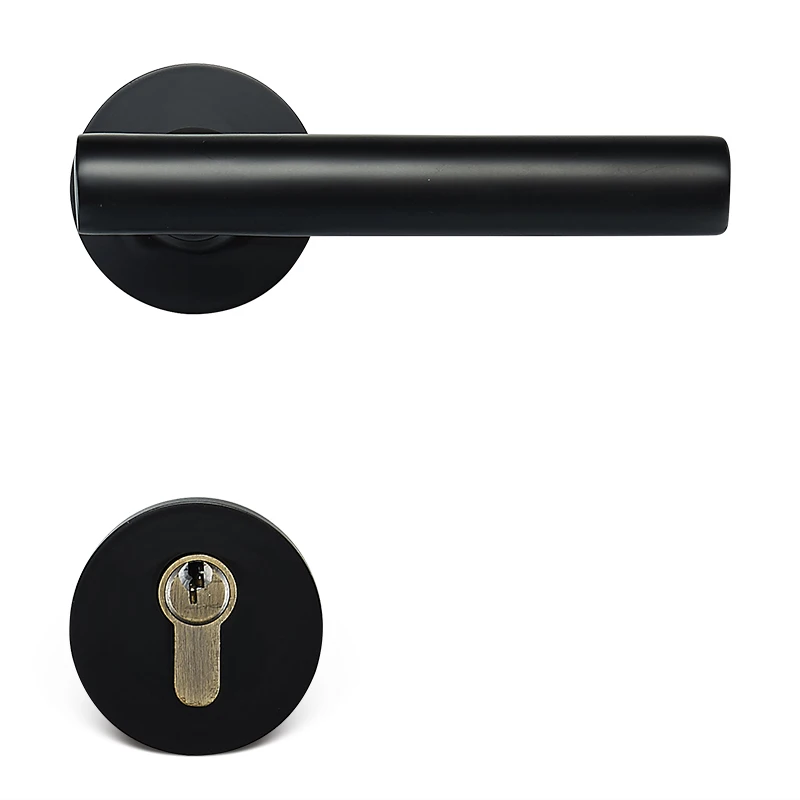 1Set Minimalist Interior Door Lock Split Door Handle with Key Lock Accessories for Modern Bedroom Bathroom Living Room JF1943