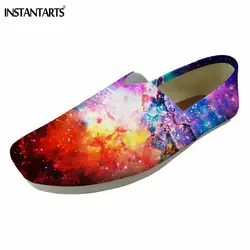 INSTANTARTS Galaxy Star печати Для женщин обувь на плоской подошве Модные дышащие Лоферы любовник обувь Вселенной Дизайн слипоны обувь без застежки