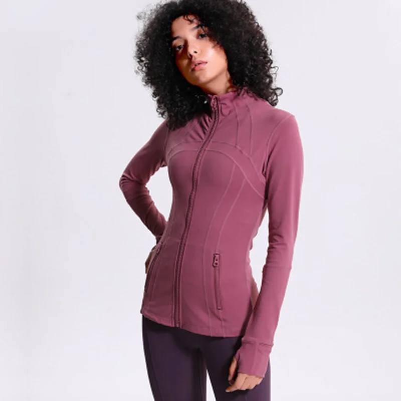 

2019 New Running Jackets Women's Sportswear High Stretch Yoga Coat Seamless Gym Top Fitness Clothing Nylon Zip Sweatshirts Women
