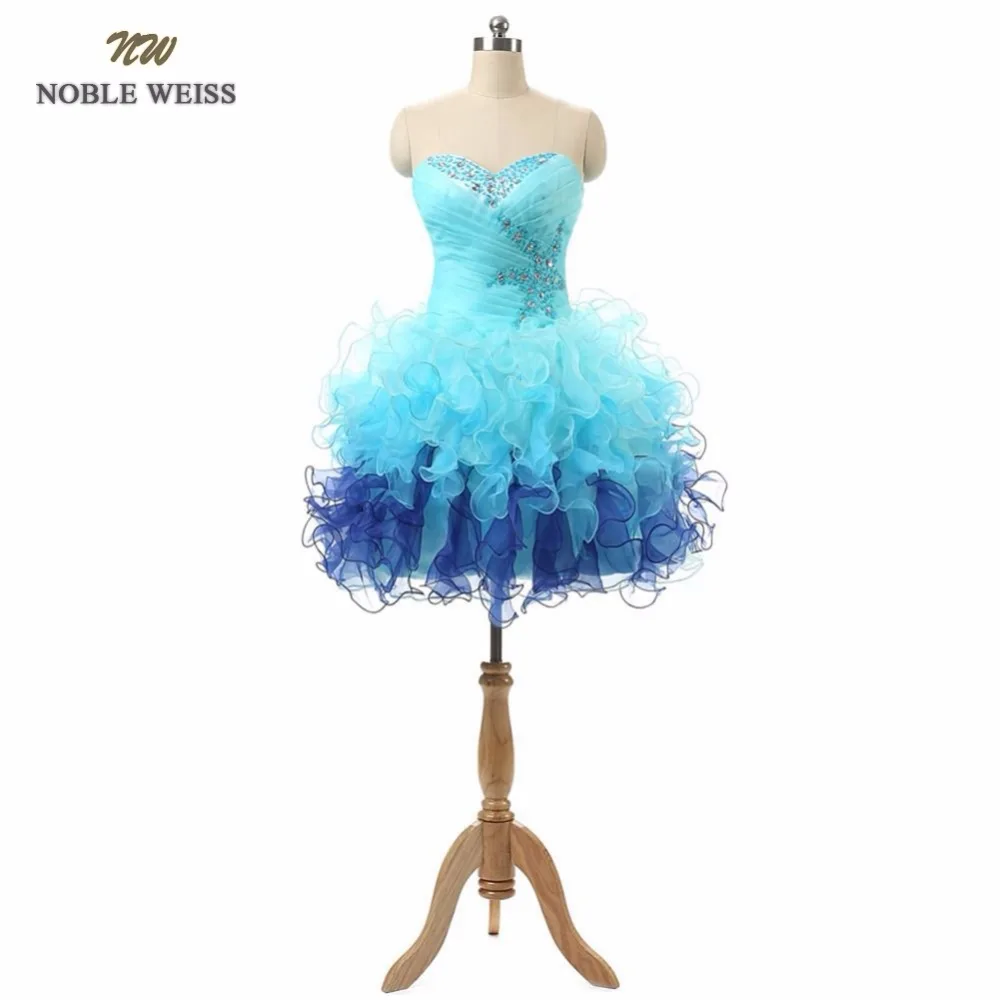 

NOBLE WEISS In Stock Organza Sweetheart with Sequins and Beads Lace up Back Short Prom Dresses