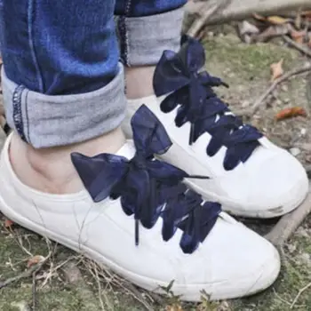 

1 Pair 110cm Fashion Flat Silk Satin Ribbon Shoelaces Sport Shoes Sneakers Laces Shoe Strings Shoes Lace Bow